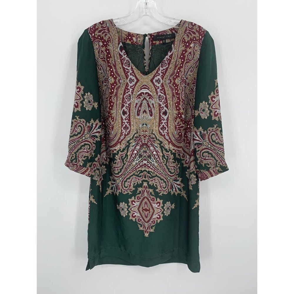 Forest Lily Paisley Mini Boho Dress Size 2